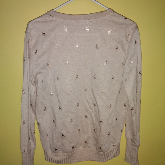 Living Doll Foil Deer Reindeer Lightweight Sweatshirt Long Sleeve Shirt size S - Picture 6 of 8